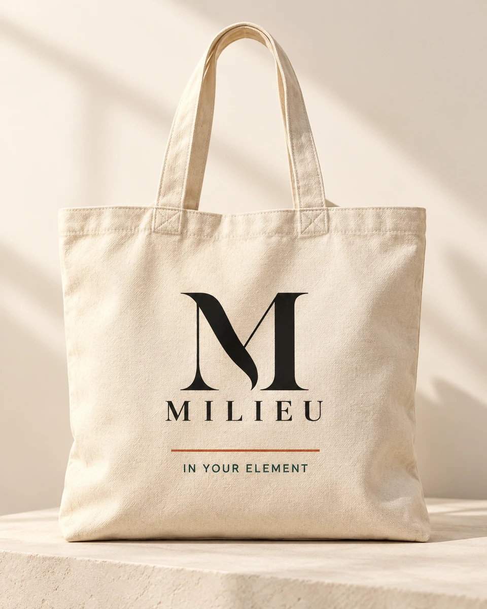 Agency Day Tote in Natural cream, illustrative design preview