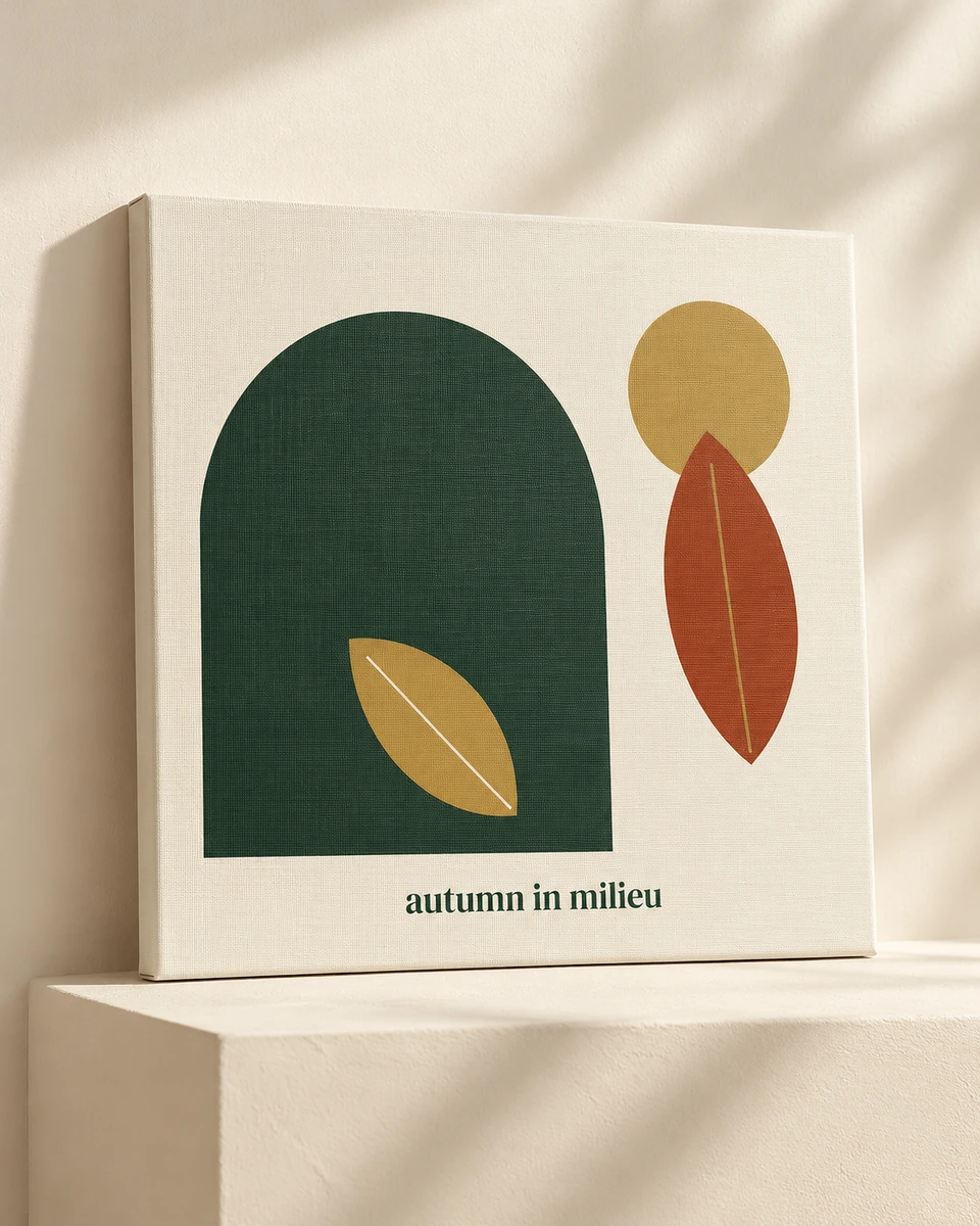 Autumn in Milieu Canvas in Cream, illustrative design preview