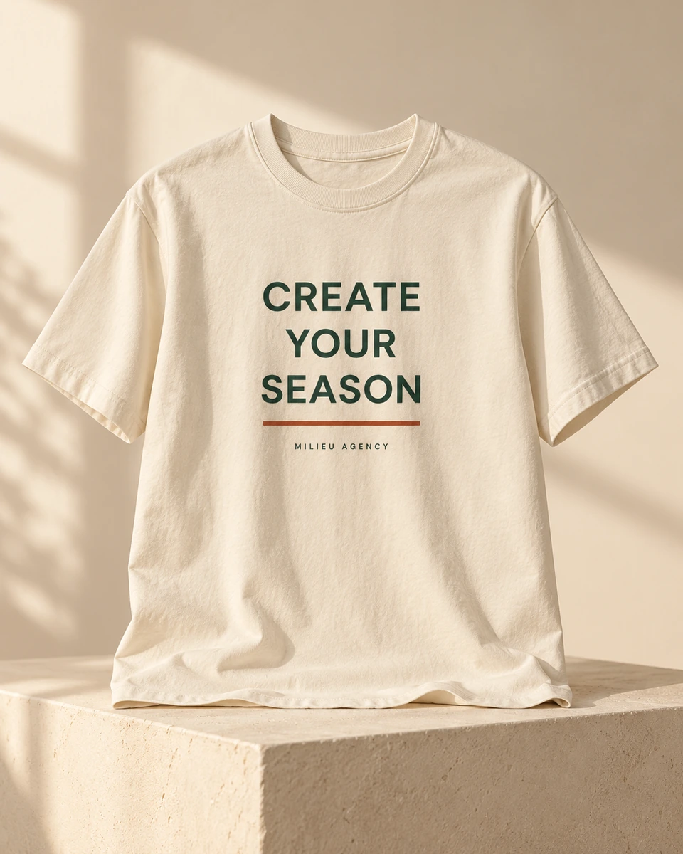 Create Your Season Tee in Cream, illustrative design preview