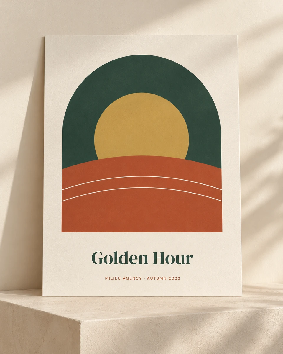 Golden Hour Art Print in Cream, illustrative design preview
