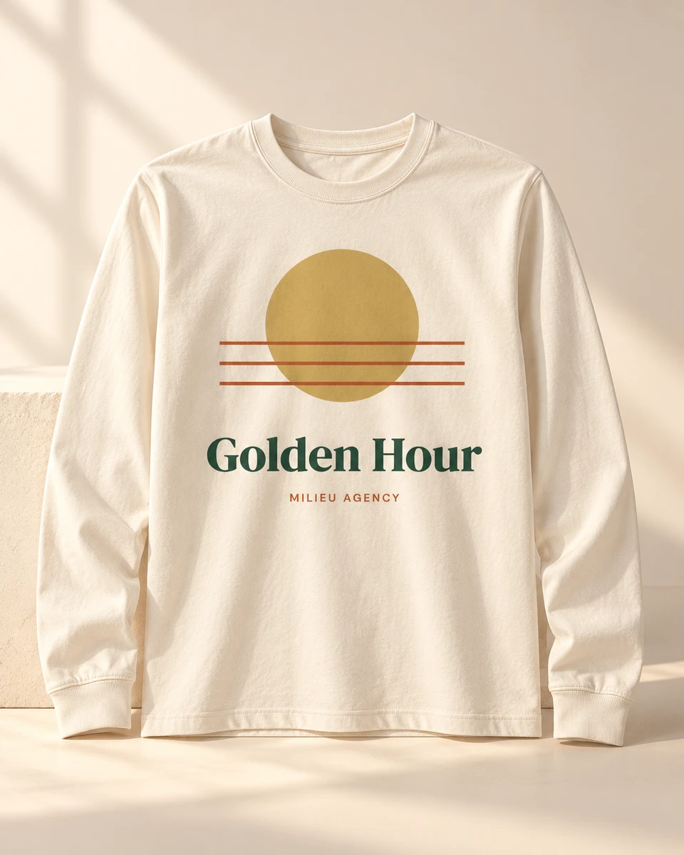 Golden Hour Long Sleeve in Cream, illustrative design preview