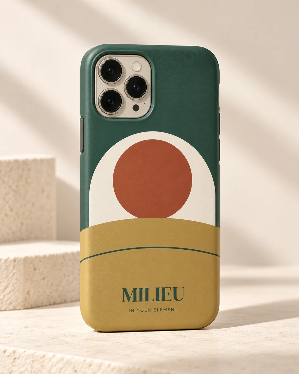 Golden Hour Phone Case in Forest, gold & cream, illustrative design preview