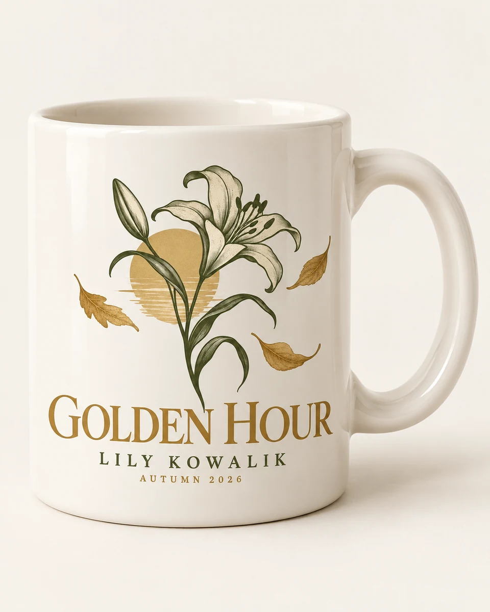 Golden Hour Mug in Ivory, illustrative design preview